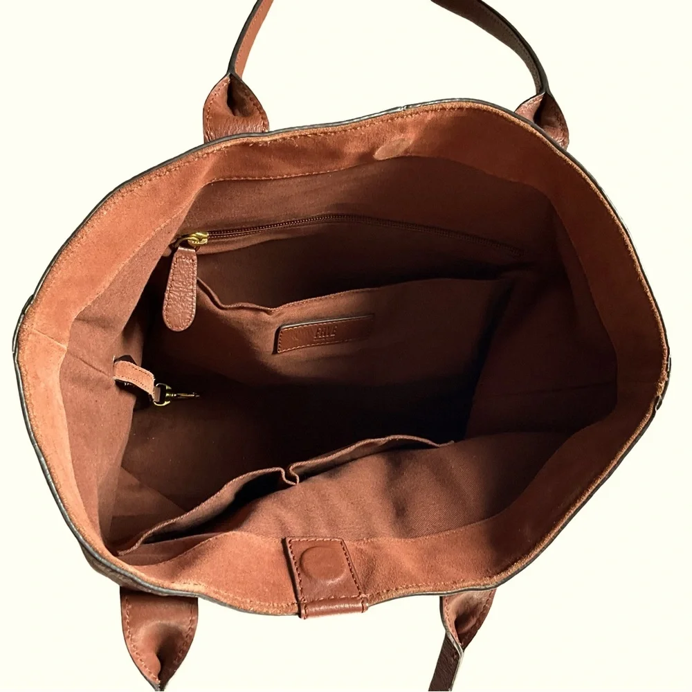 Frye Leather Ring Tote Shoulder Bag | Cognac Brown - Picture 6 of 6